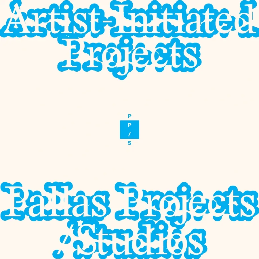 Artist-Initiated Projects Pallas Projects/Studios is formed out of the white negative space of bright blue dots, with Pallas square logo in the centre